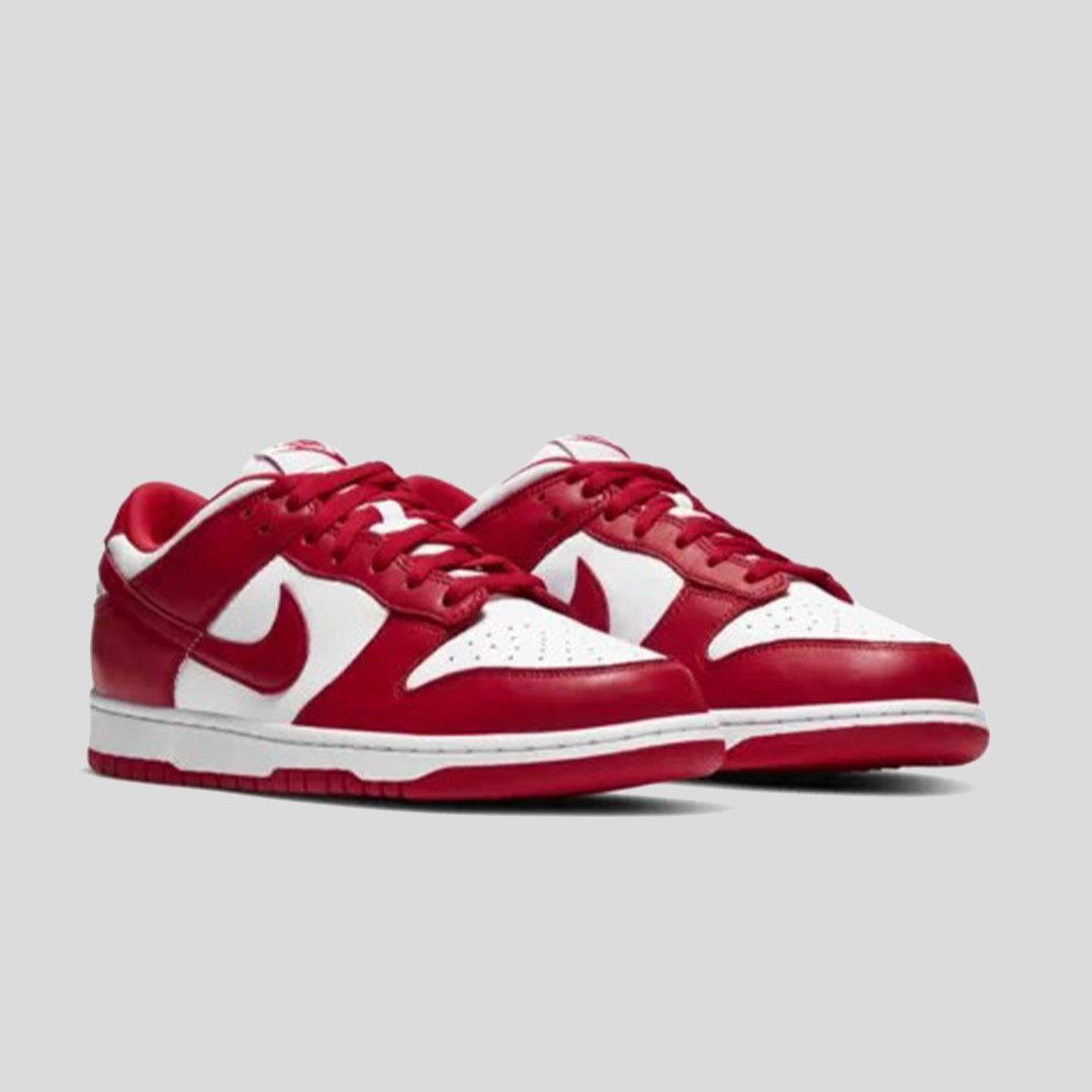 Nike Dunk Low in the color White and University red