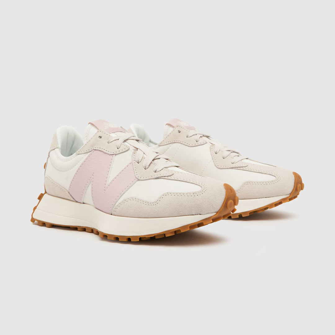 New balance 327 in color moonbeam with pink stone
