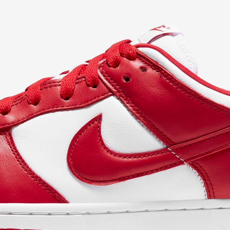 Nike Dunk Low in the color White and University red