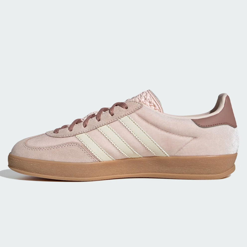 adidas gazelle indoor beige with gum sole pink laces
