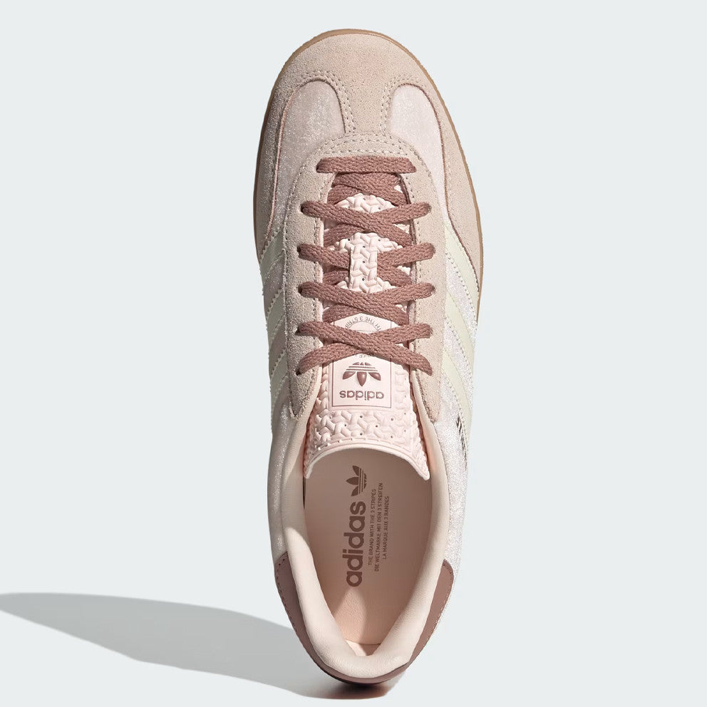 adidas gazelle indoor beige with gum sole pink laces