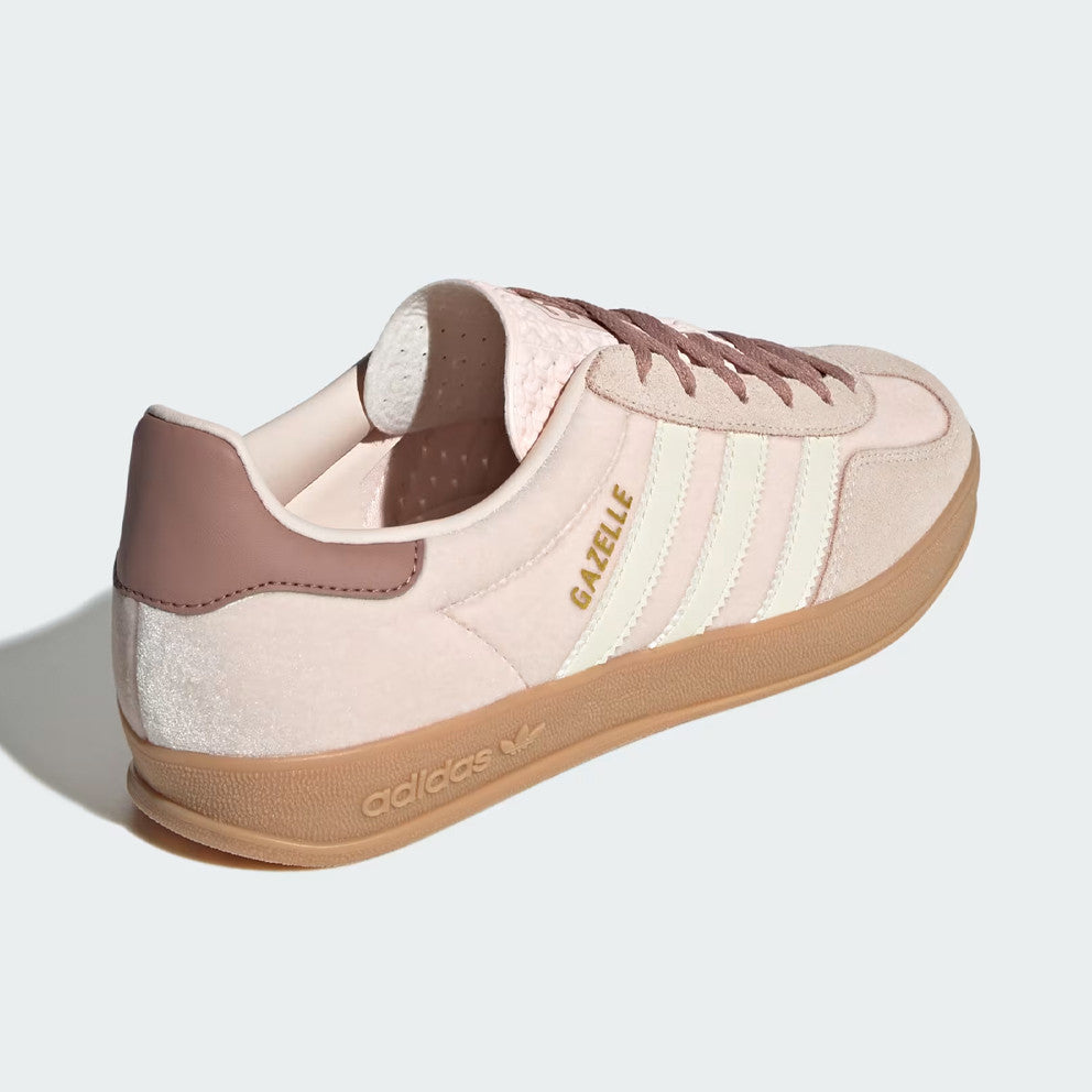 adidas gazelle indoor beige with gum sole pink laces